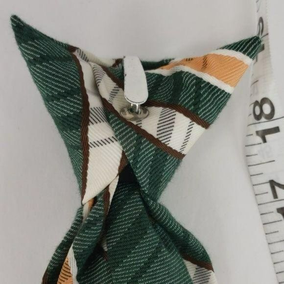 Snapper Vintage New‎ Dead Stock Clip on Tie green yellow white plaid 80's - Picture 3 of 5
